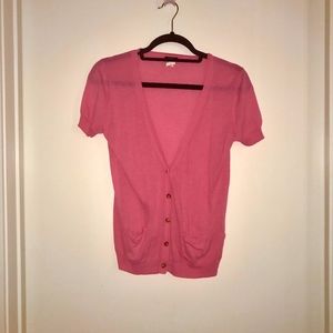 J.Crew Cotton Cardigan (hot pink, size S)